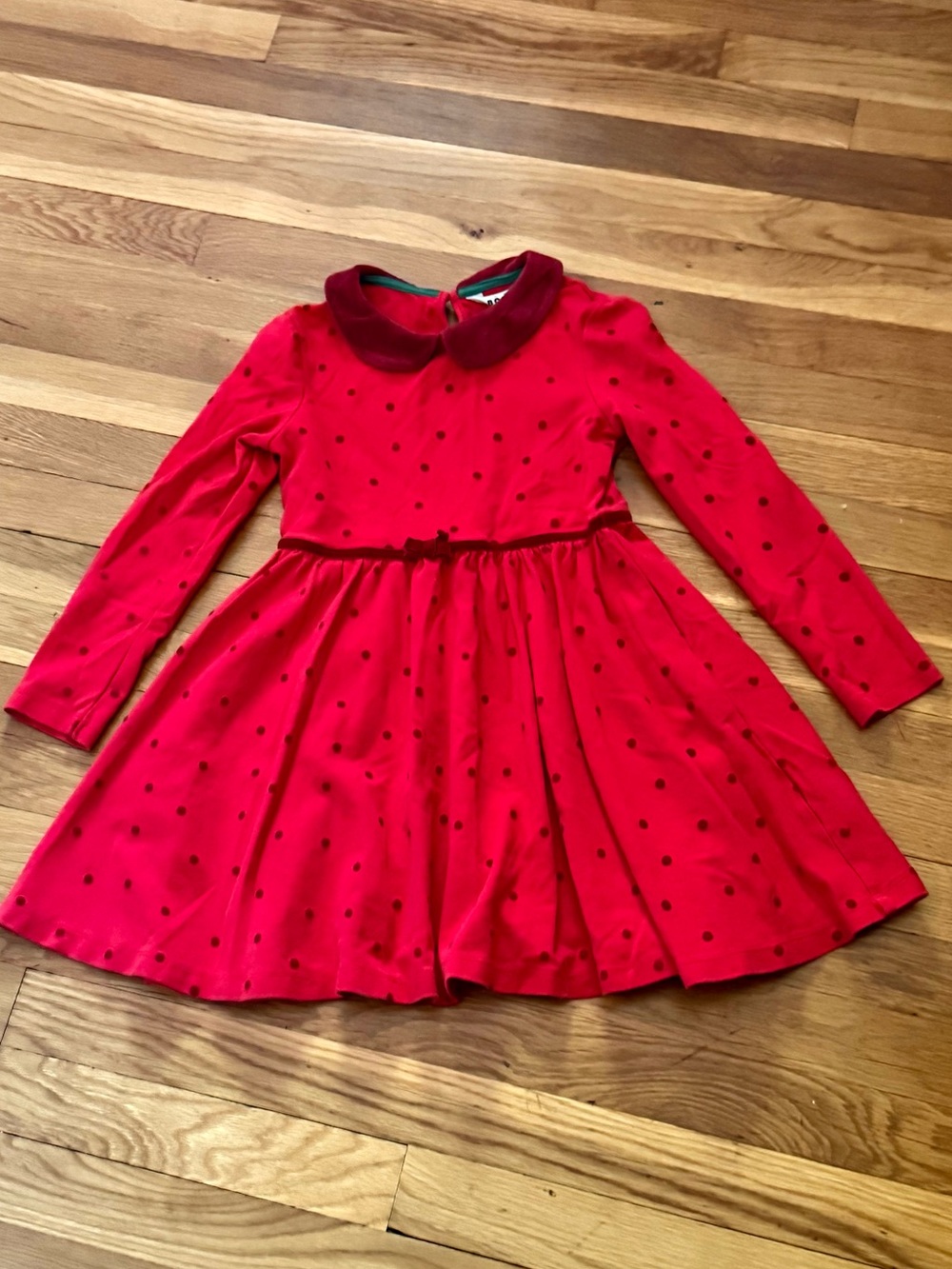 Mini Boden 8-9Y Velvet Collar Twirly Dress Rockabilly Red Confetti Spot